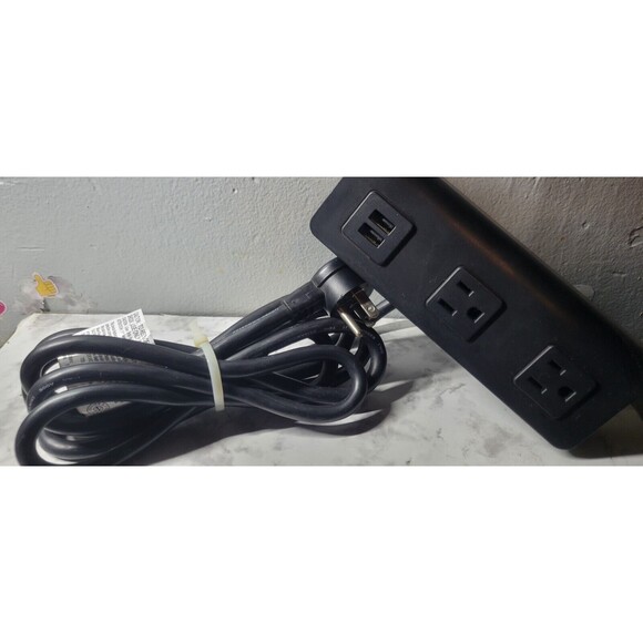 Conference Recessed Power Strip Socket 6.5Ft Cord, Desktop 2-Outlet & 2 USB Port - Picture 1 of 9